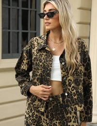 Damen-Set aus Denim mit Leopardenmuster Damenbekleidung