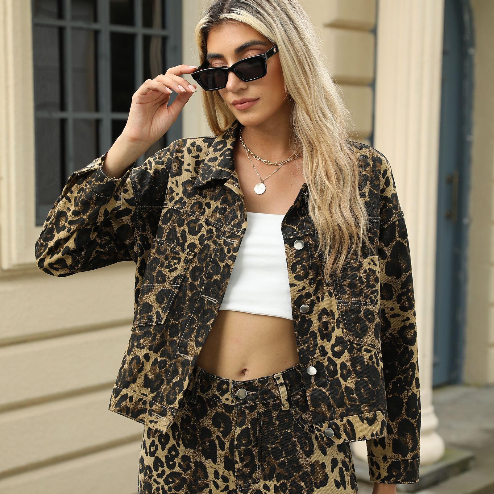 Ensemble Femme Denim Imprimé Léopard 4