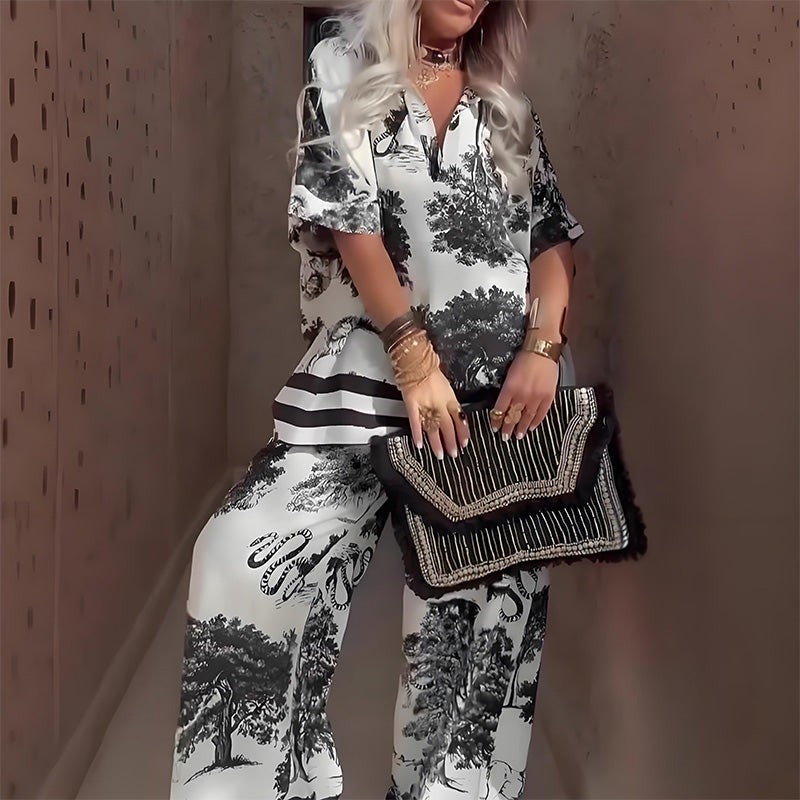 Ensemble Femme Élégant Blouse et Pantalon 1