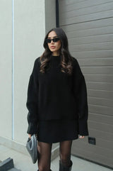 Ensemble Femme Élégant Pull Mini Jupe 1