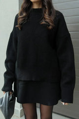 Ensemble Femme Élégant Pull Mini Jupe 2