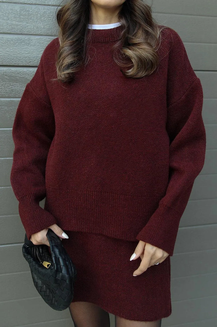 Ensemble Femme Élégant Pull Mini Jupe 7