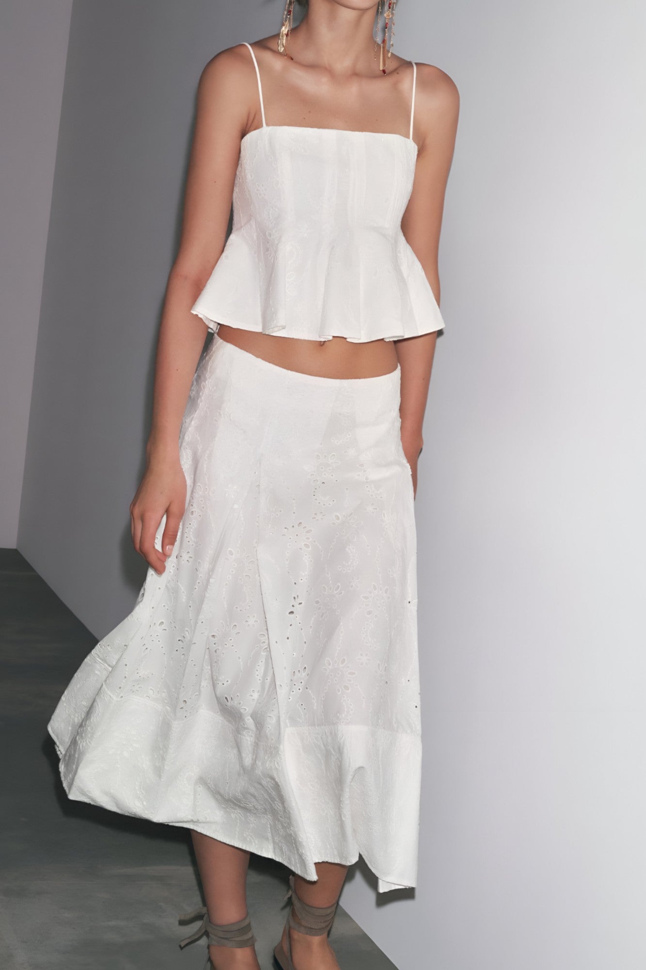 Amily | Ensemble Femme Élégant Top Brodé Jupe