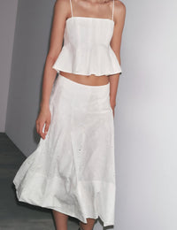 Ensemble Femme Haut Brodé Jupe Coton Fluide