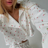 Ensemble Femme Floral Décontracté Haut Pantalon 4