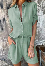 Ensembles pour femmes : Lyca | Ensemble Femme Lin Léger Confortable in Vert van Seroa