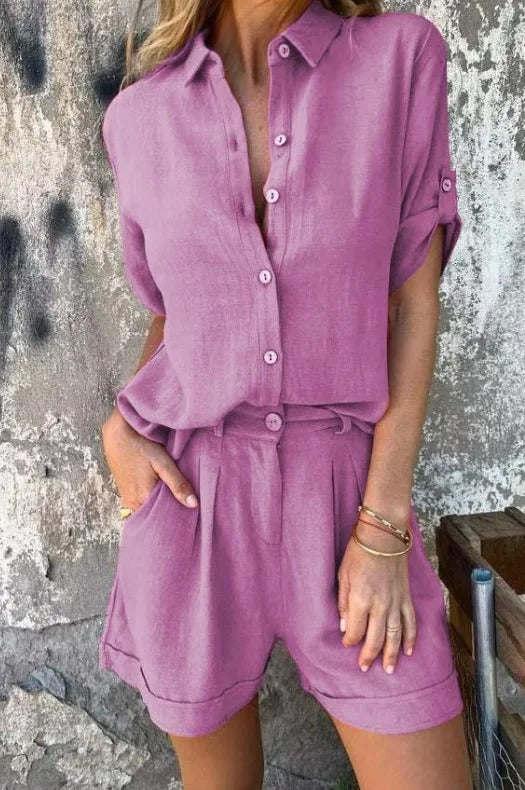 Ensembles pour femmes : Lyca | Ensemble Femme Lin Léger Confortable in Rose van Seroa