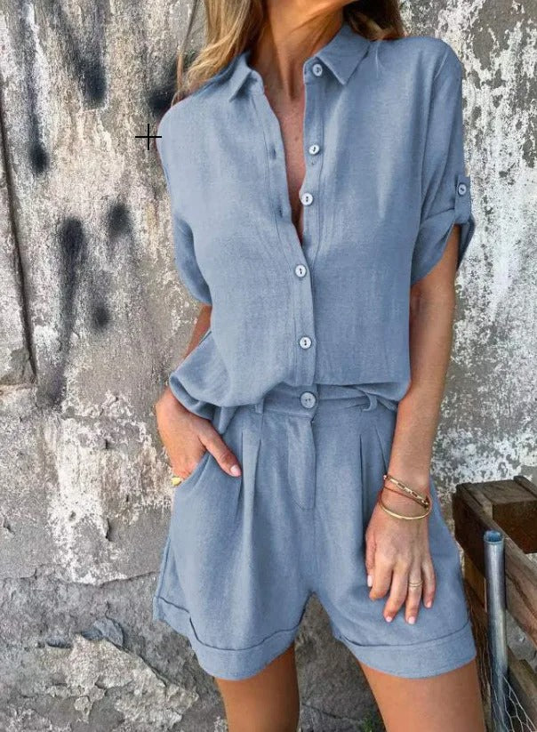 Ensembles pour femmes : Lyca | Ensemble Femme Lin Léger Confortable in Bleu van Seroa