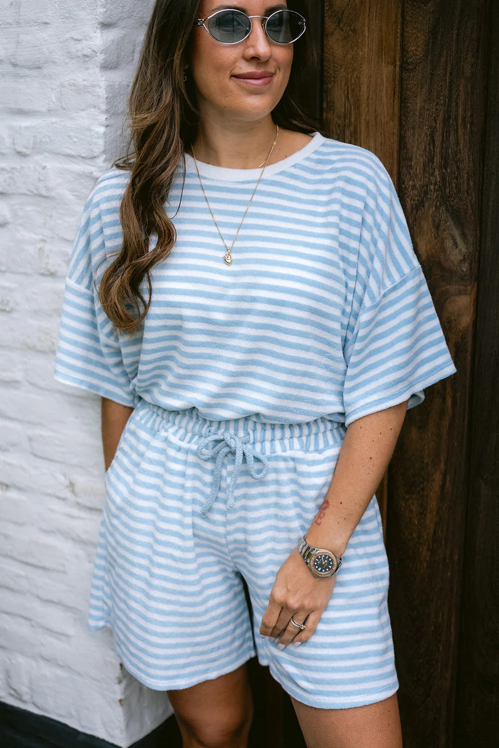 Ensemble Femme Stylé à Motif Rayé 0