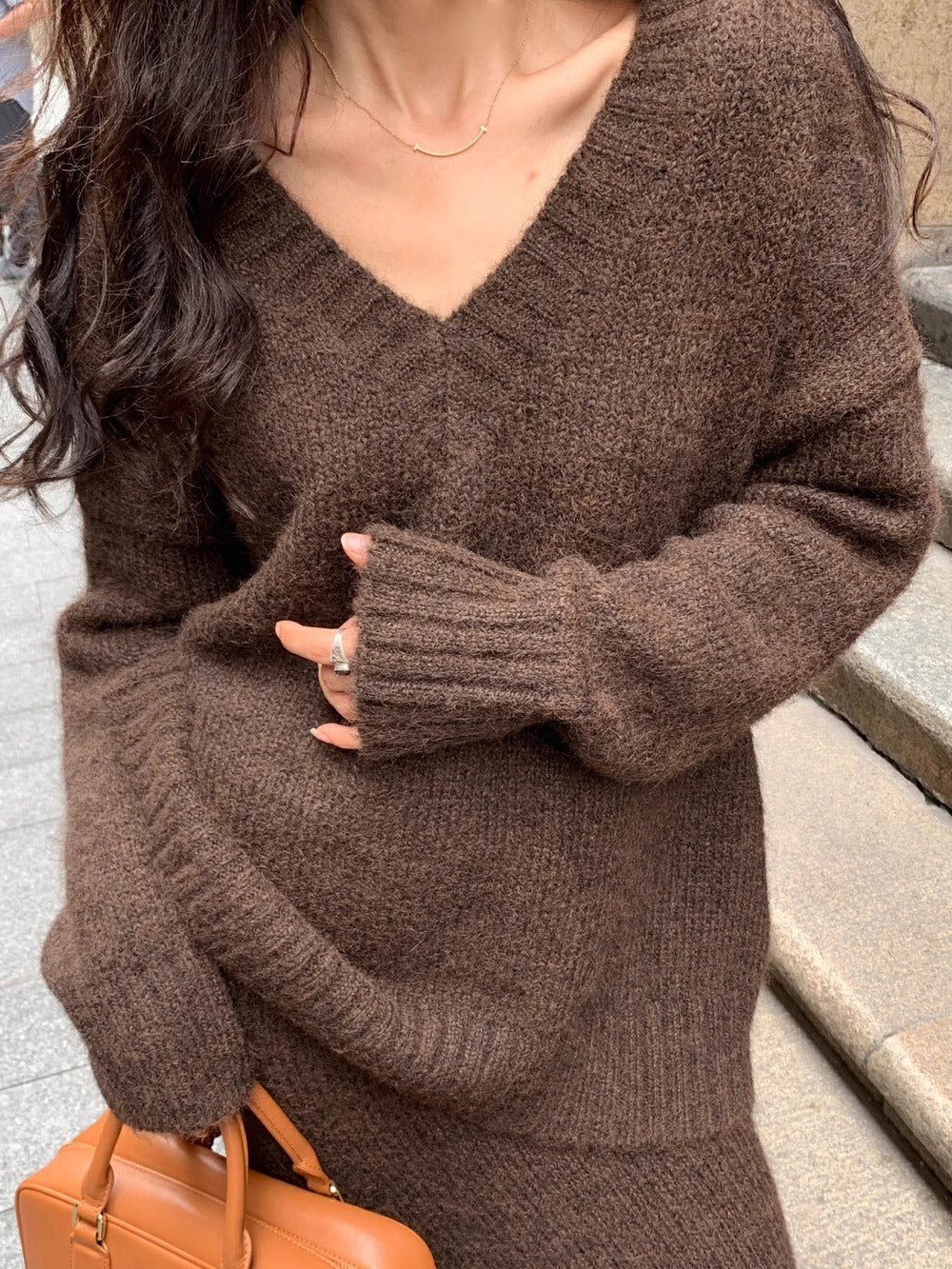 Ensemble Femme Tricot Chic Col en V 1
