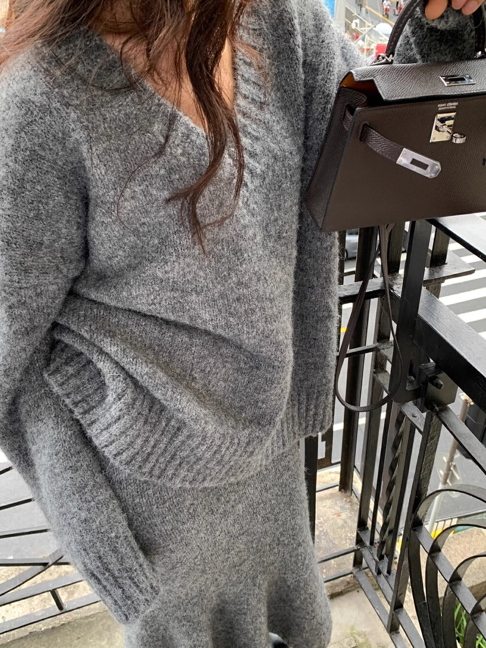 Ensemble Femme Tricot Chic Col en V 4