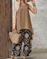 Ensemble Femme Tunique Asymétrique et Pantalon Large 1