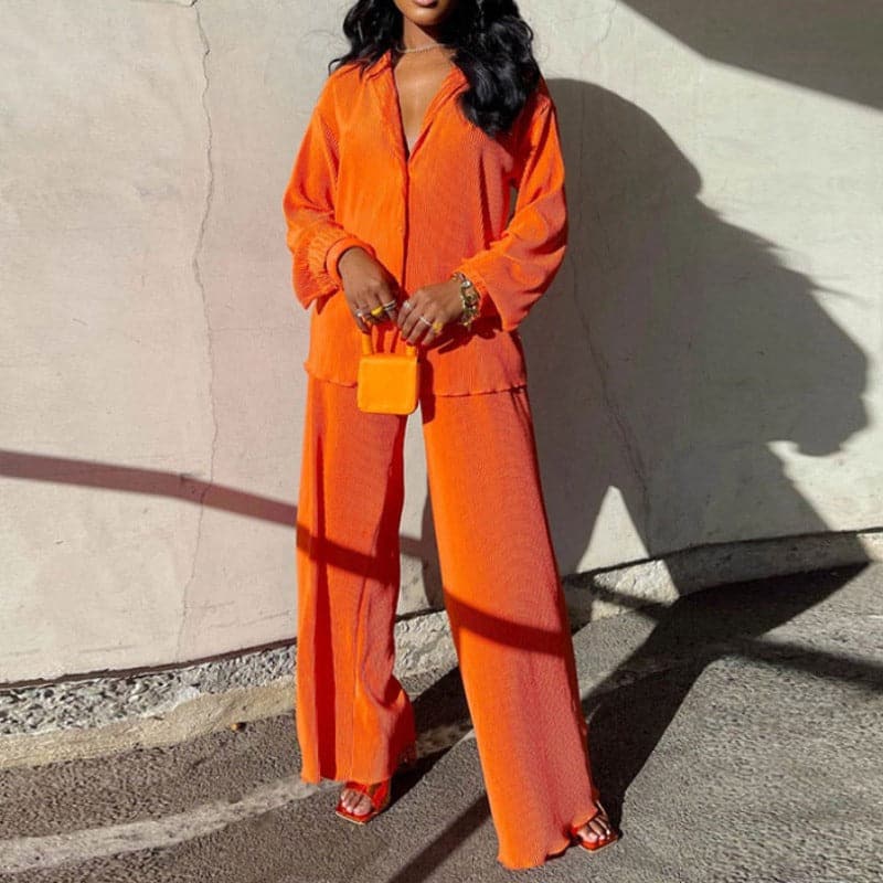 Ensemble Tailleur Femme Chic Pantalon Ample 0