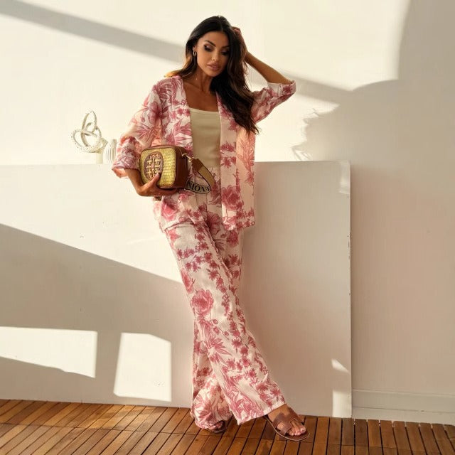Ensemble Tailleur Femme Chic Pantalon et Chemise 0