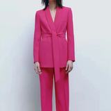 Ensemble Tailleur Femme Élégant Blazer Pantalon 2