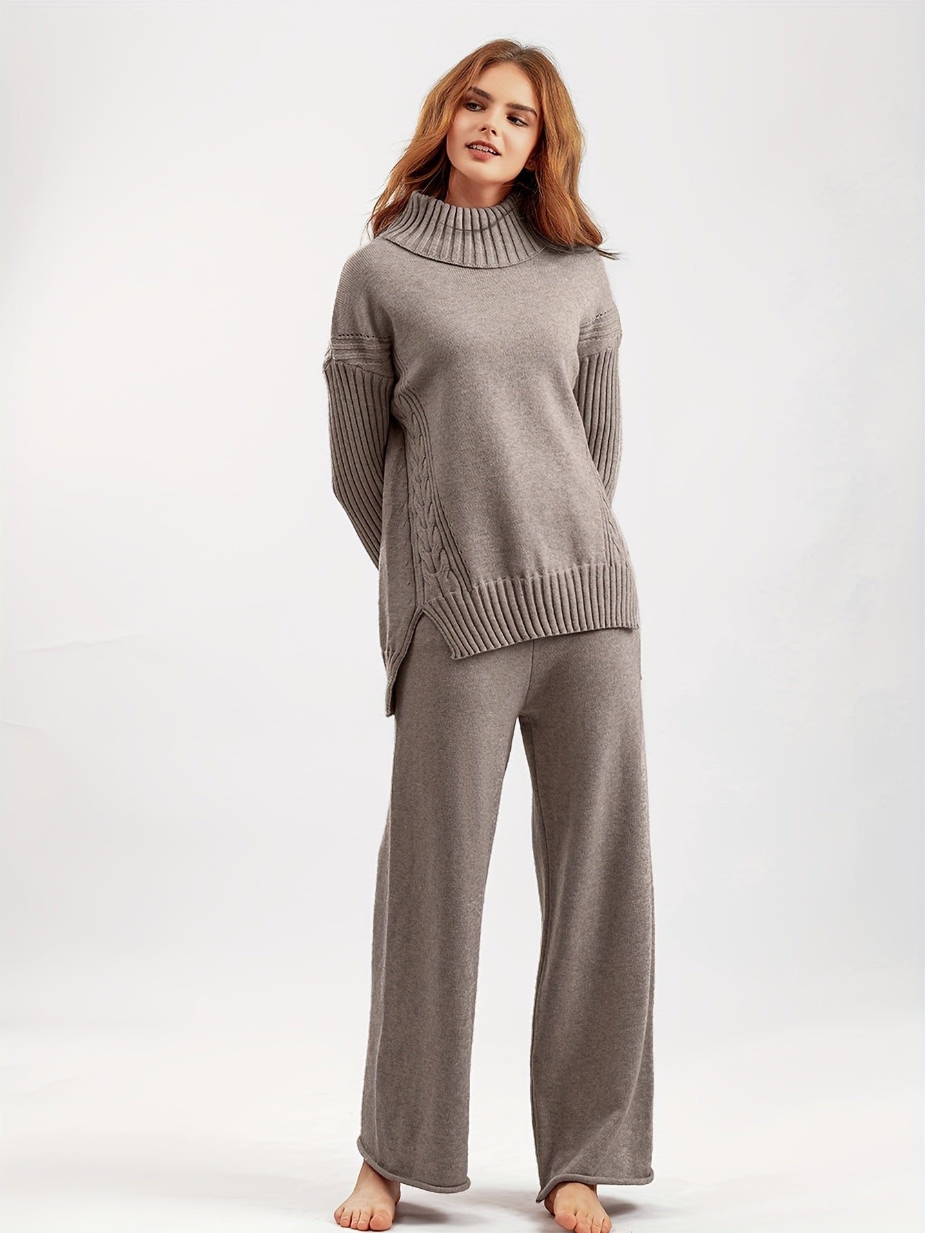 Ensemble Tailleur Femme Élégant Pantalon Évasé 0