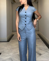 Hanne | Ensemble Tailleur Femme Élégant V-Haut et Pantalon