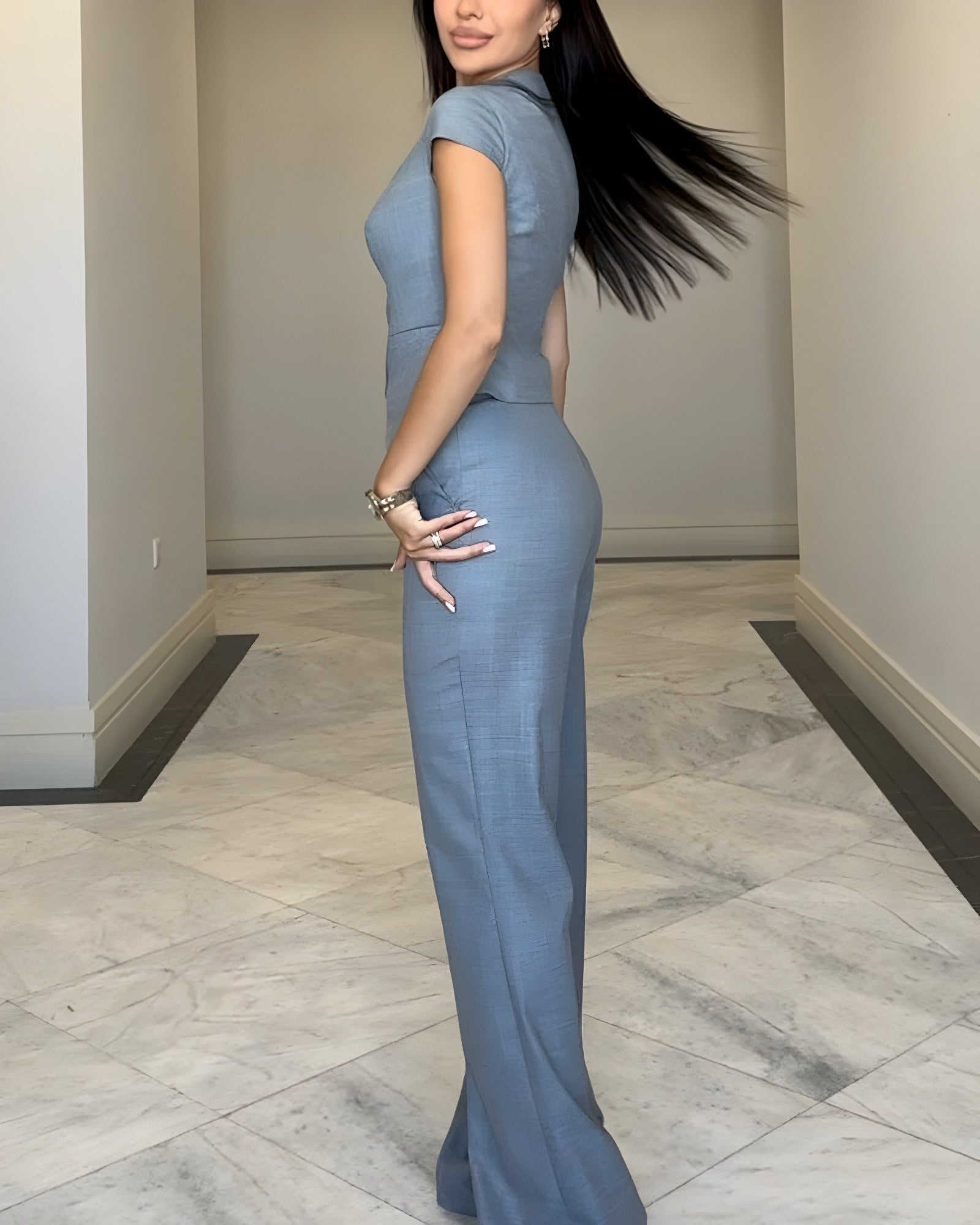 Hanne | Ensemble Tailleur Femme Élégant V-Haut et Pantalon