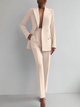 other : Ravenna | Ensemble Tailleur Pantalon Femme Élégant en Polyester in Abricot van Seroa
