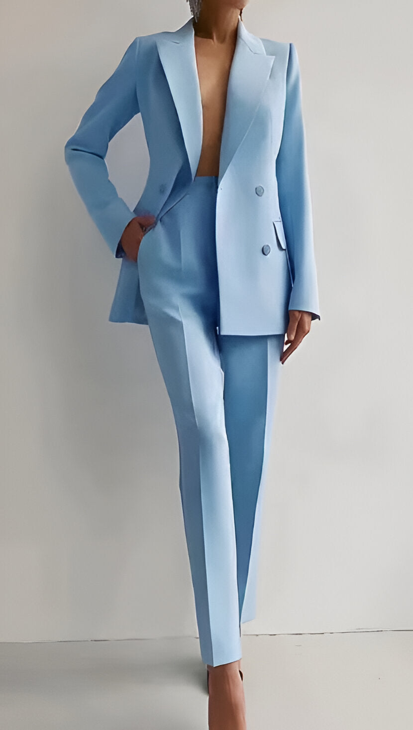 other : Ravenna | Ensemble Tailleur Pantalon Femme Élégant en Polyester in Bleu van Seroa