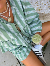 Gestreiftes Sommer-Set für Damen Baumwolle Komfort und Stil