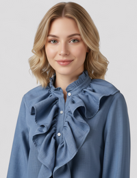 Blouse Élégante à Volants avec Manches Statement Femme