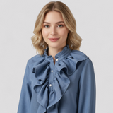 Céleste – Blouse Élégante à Volants avec Manches Statement