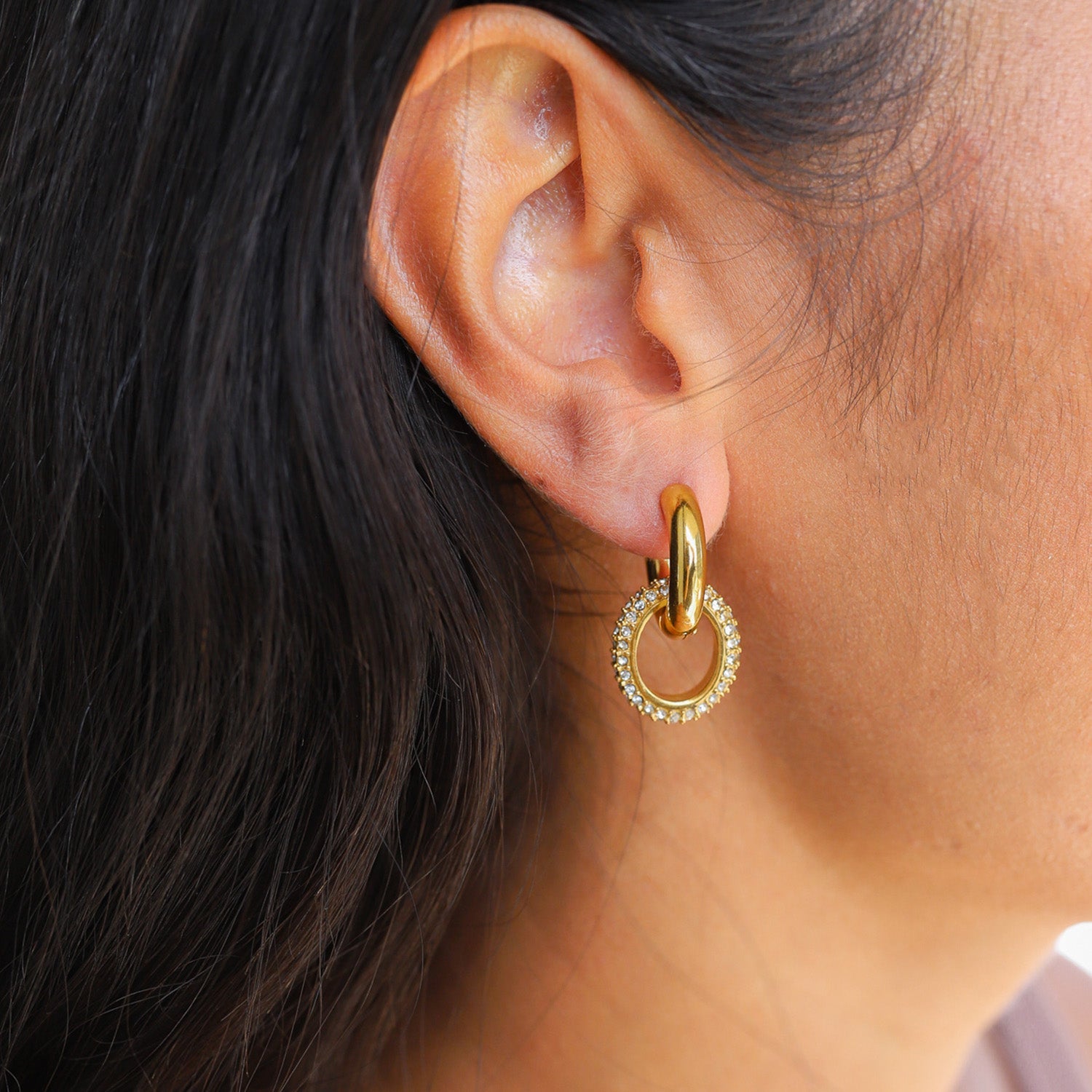 other : Sofia | Boucles d'oreilles pendantes or femme double cerceau in van Seroa