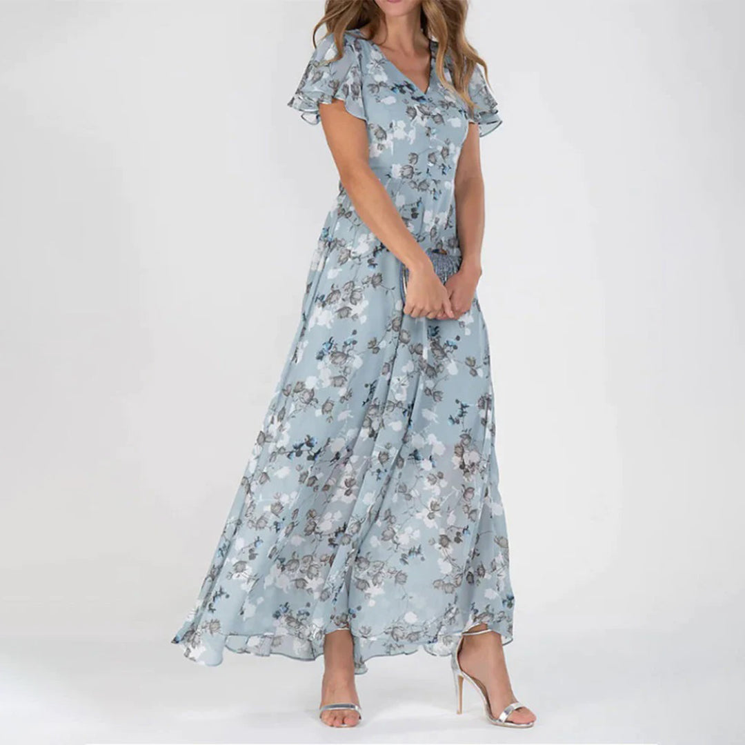 dresses : Charlie – Élégante robe longue en mousseline à motif floral in van Seroa