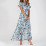 dresses : Charlie – Élégante robe longue en mousseline à motif floral in van Seroa
