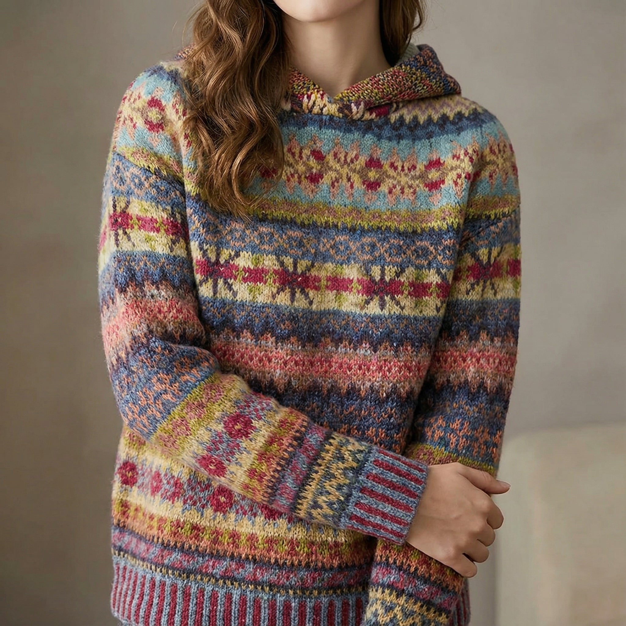 Damski sweter etniczny i ciepły modna kobiecość styl elegancki