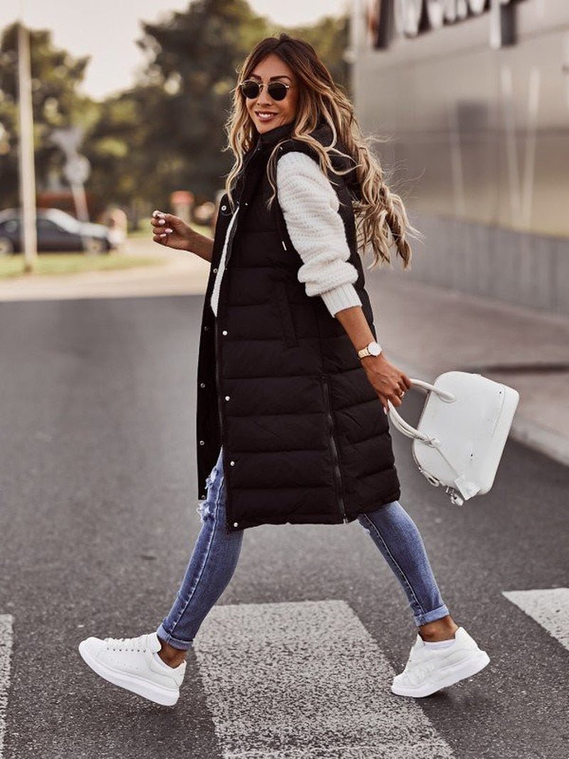 Gilet Long Femme Sans Manche Élégant 2