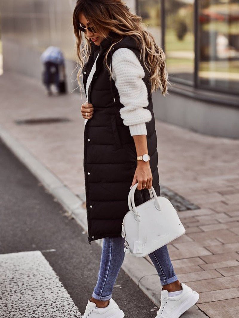 Gilet Long Femme Sans Manche Élégant 3