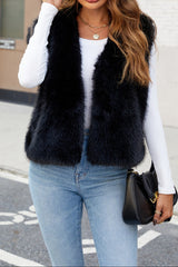 Gilet Noir Femme Élégant en Fourrure 7