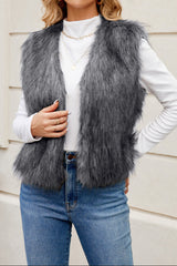 Gilet Noir Femme Élégant en Fourrure 8