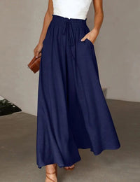 Weite Palazzo-Hose mit weitem Bein und hoher Taille für Damen