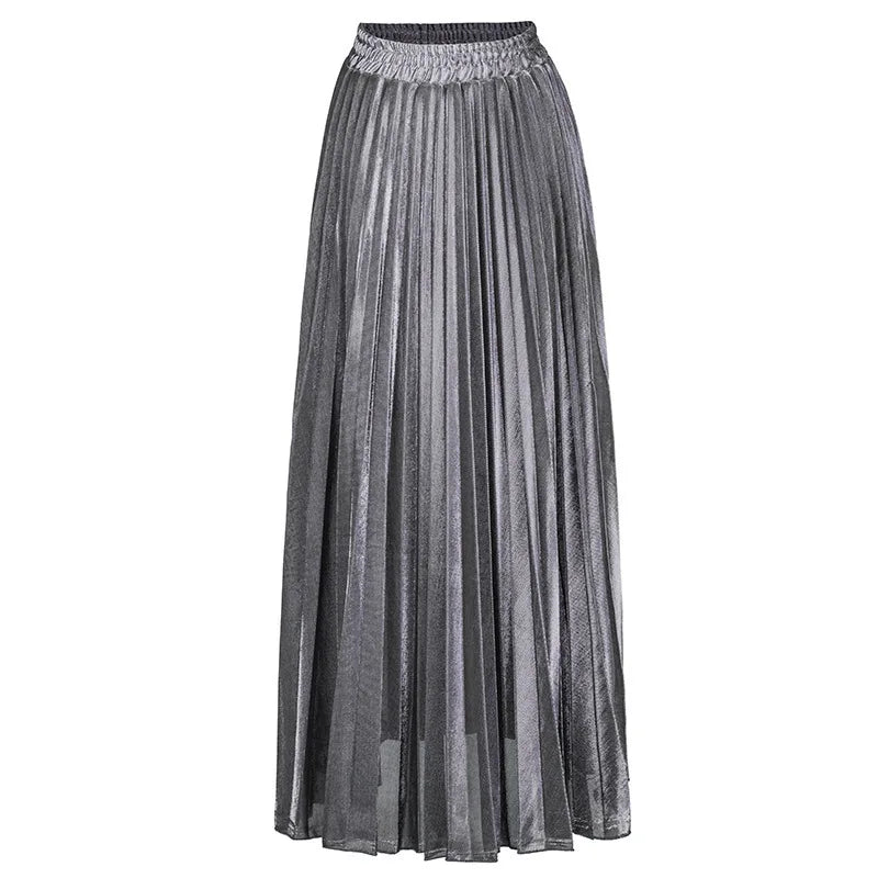 skirts : Jane | Jupe Longue Plissée Haute Taille Femme Élégante in Gris van Seroa