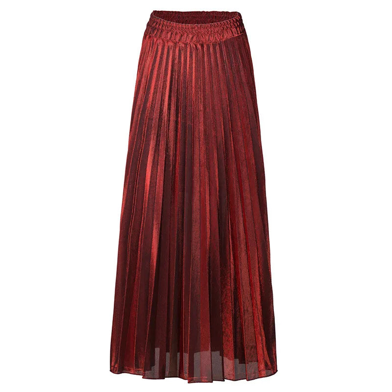skirts : Jane | Jupe Longue Plissée Haute Taille Femme Élégante in Rouge van Seroa