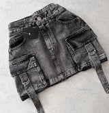 skirts : Agnes | Jupe Longue Femme en Jean A-Line Élégante in Noir van Seroa