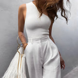 Haut Blanc Femme Asymétrique Élégant 2