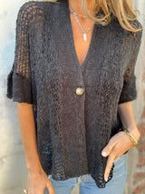 Pulls et gilets : Abigail | Haut Chic Tricoté Élégant in Noir van Seroa
