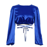 Haut Court Élégant en Satin avec Dentelle 3