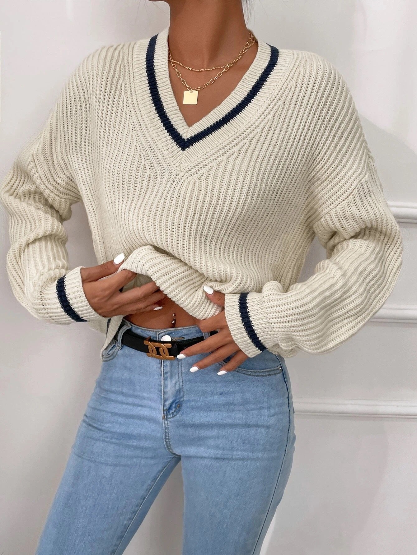 Haut Femme Patchwork Col V Casual 0