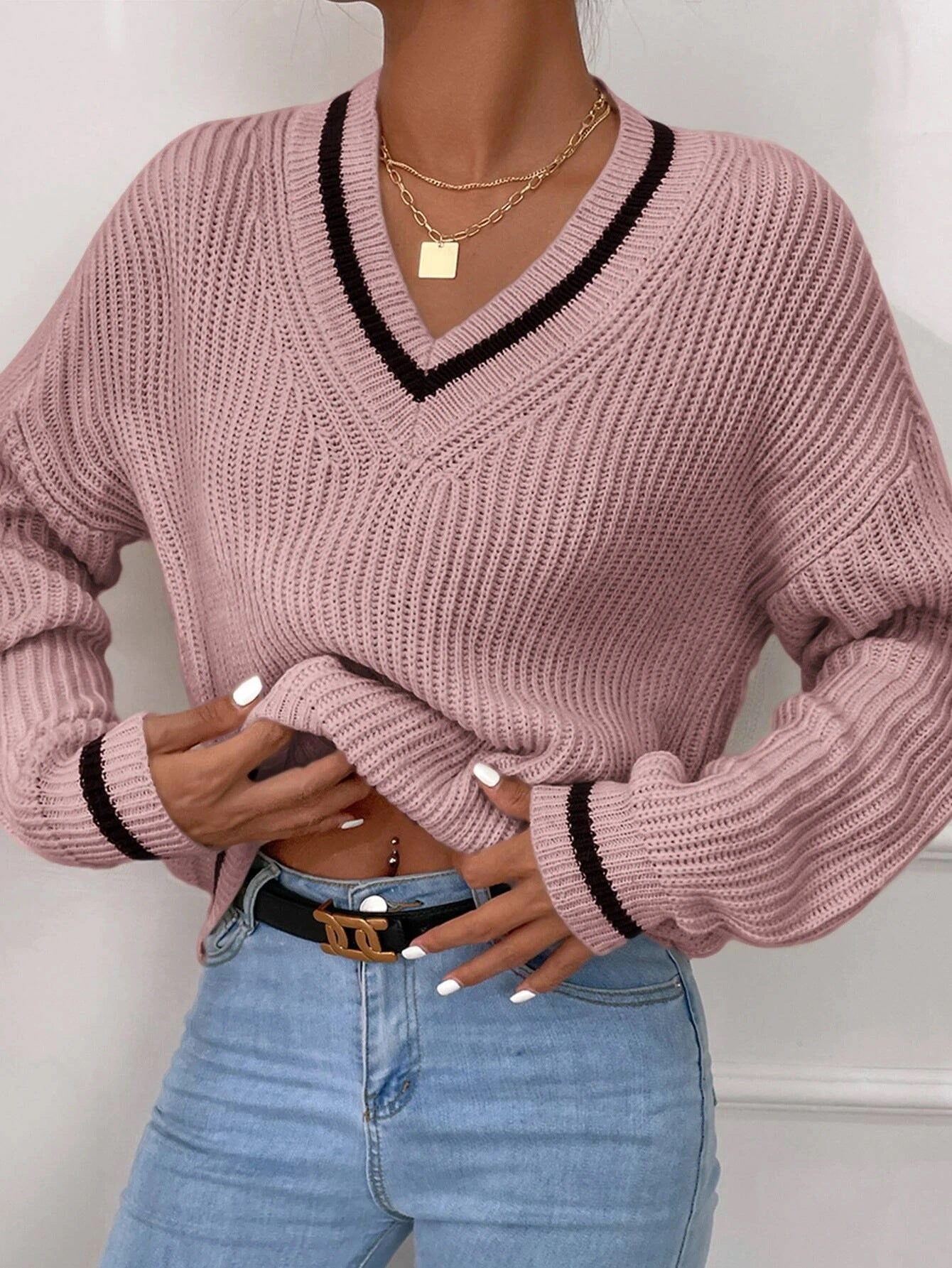 Haut Femme Patchwork Col V Casual 8
