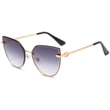 other : Dorothea | Lunettes de Soleil Femme Cat Eye Métal in Tissu libre Or Double Gris van Seroa