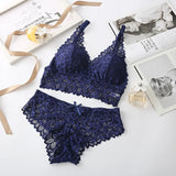 other : Laura | Ensemble de Lingerie Sexy en Dentelle pour Femme in Bleu M (45-65kg) van Seroa