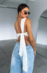 top blouses : Lena - Élégant Crop top Asymétrique en Dentelle avec dos Ouvert in van Seroa