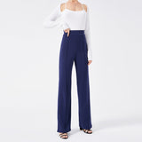 other : Isabel | Pantalon Fluide Femme en Polyester à Jambes Larges in Bleu foncé van Seroa
