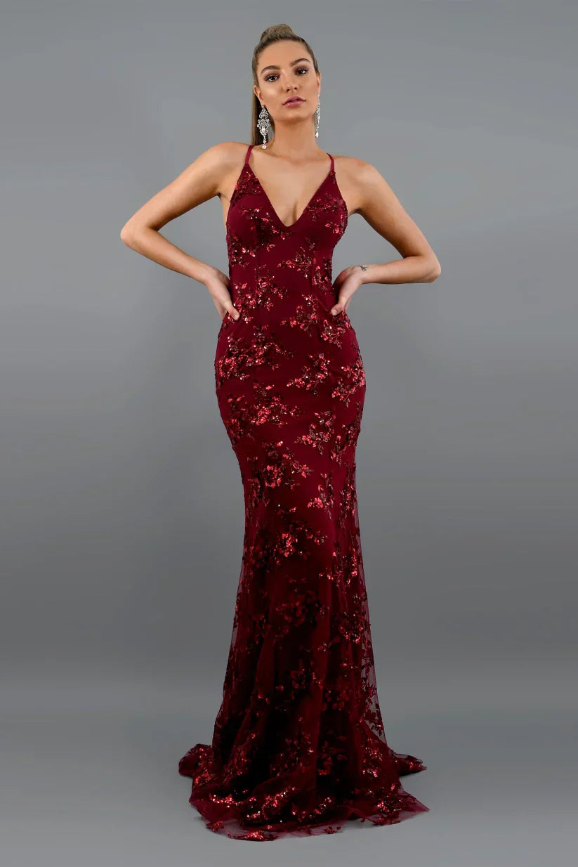 dresses : Ellie – Élégante Robe de Soirée Dos Nu Ornée de Paillettes in van Seroa