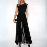 dresses : Eliana – Combinaison Robe Maxi Élégante Sans Manches en Chiffon in van Seroa